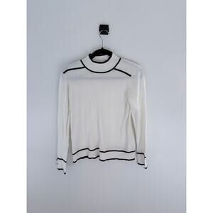 89th and Madison Black & White Cowl Neck Long Sleeve Shirt-Size M